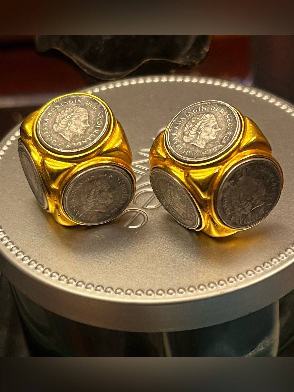 Ben-Amun Coin-Accent Cube Clip Earrings